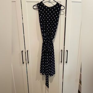 Navy Polka Dot Sleeveless Dress